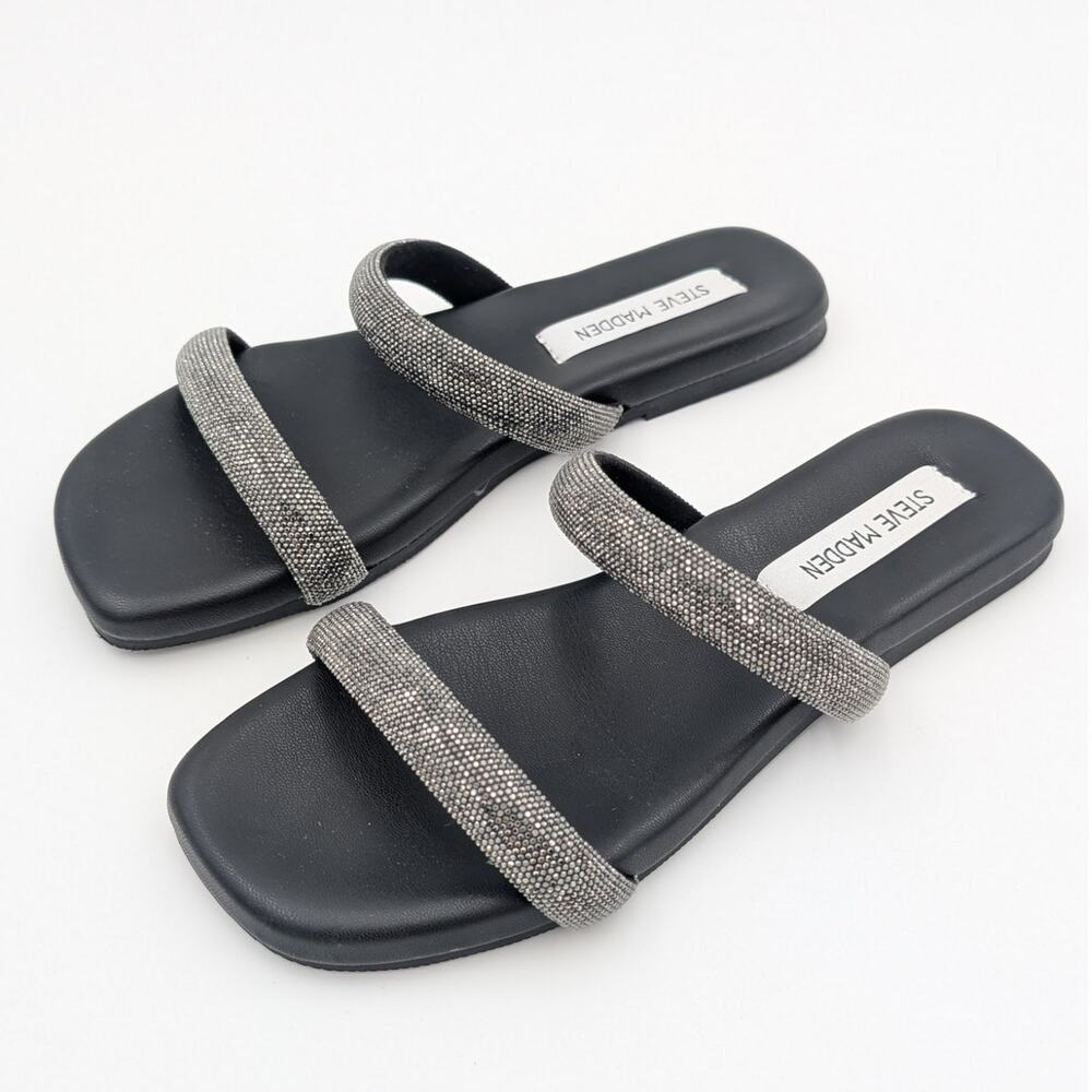 Steve Madden Decorate Rhinestone Embellished Slide Sandals Women's Size US7 EU38
